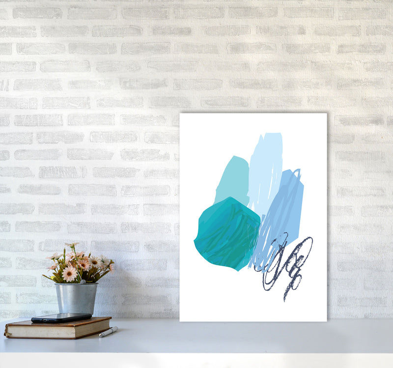 Blue Abstract Palette Drawings Modern Print A2 Black Frame