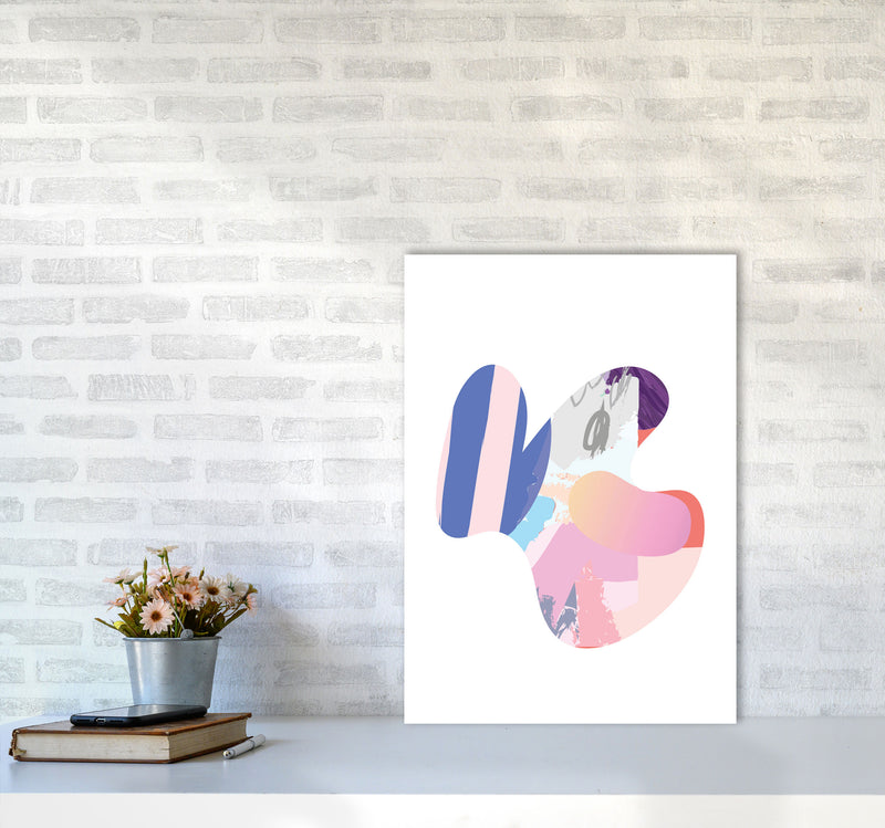 Pink Abstract Butterfly Shape Modern Print A2 Black Frame