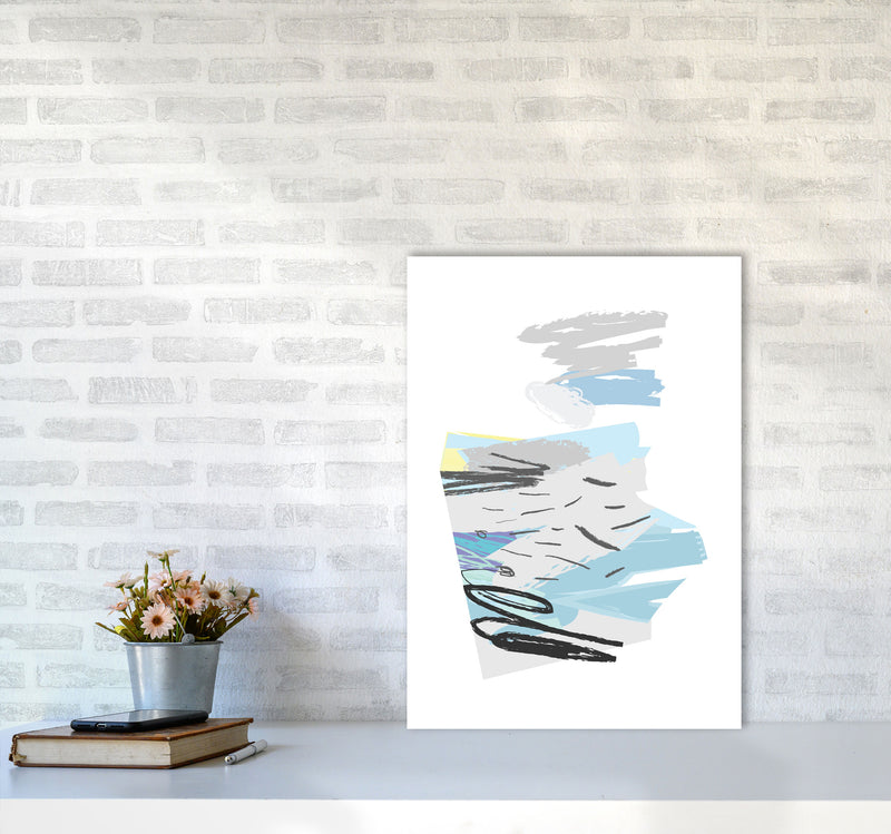 Blue And Grey Abstract Drawings Modern Print A2 Black Frame