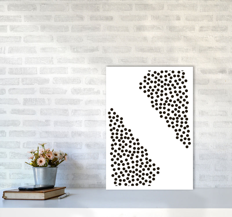 Black Corner Polka Dots Abstract Modern Print A2 Black Frame