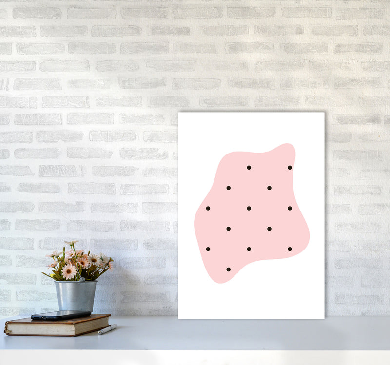 Abstract Pink Shape With Polka Dots Modern Print A2 Black Frame