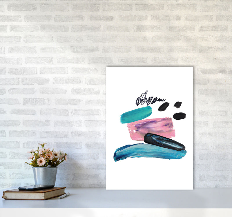 Pink And Teal Abstract Artboard Modern Print A2 Black Frame