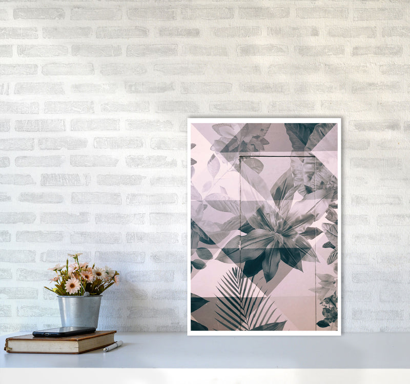Abstract Retro Flower Pattern Modern Print A2 Black Frame
