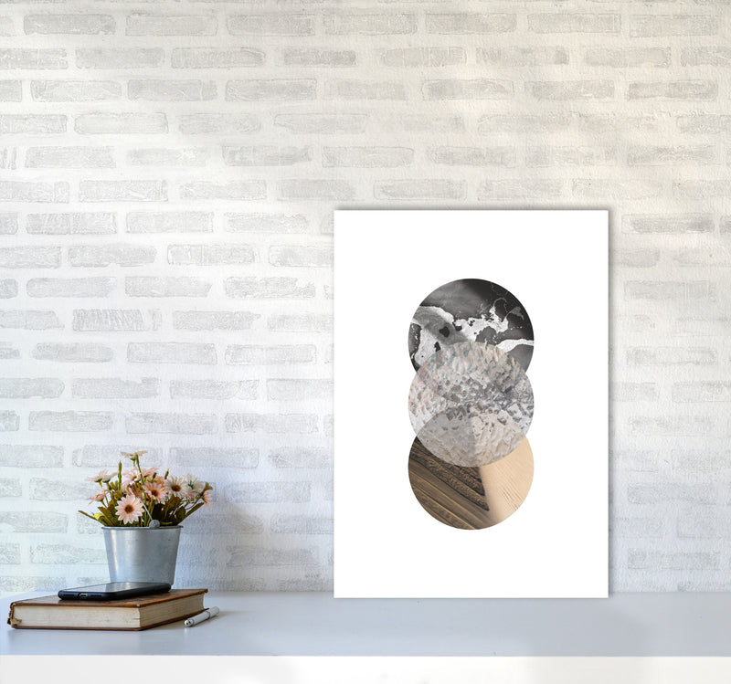 Sand, Glass And Shadow Abstract Circles Modern Print A2 Black Frame