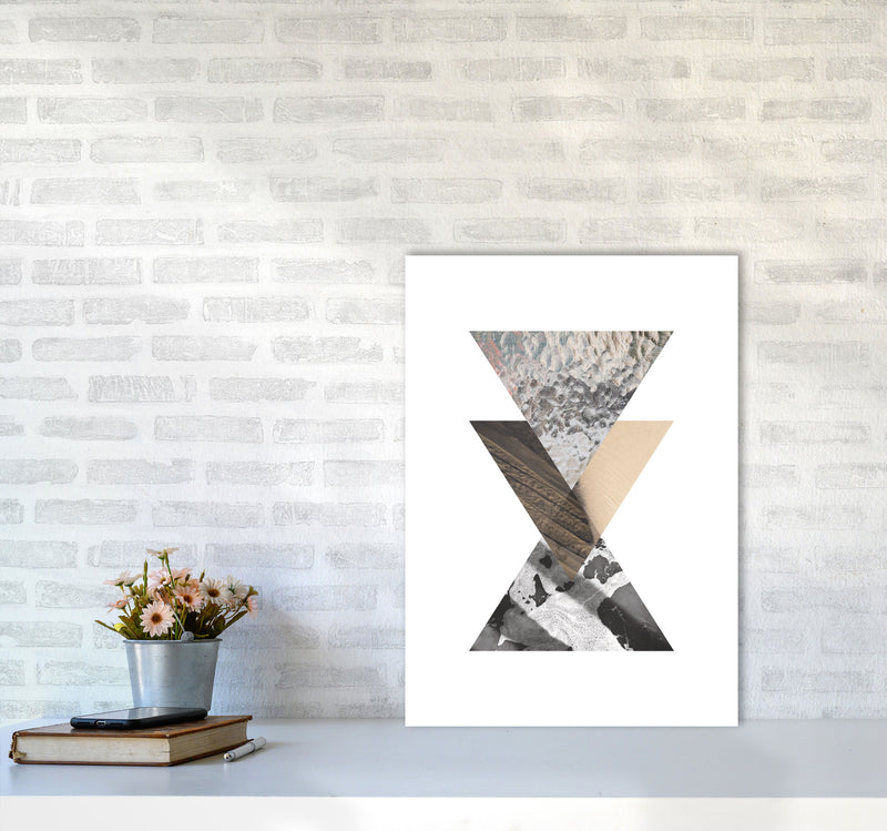 Sand, Glass And Shadow Abstract Triangles Modern Print A2 Black Frame