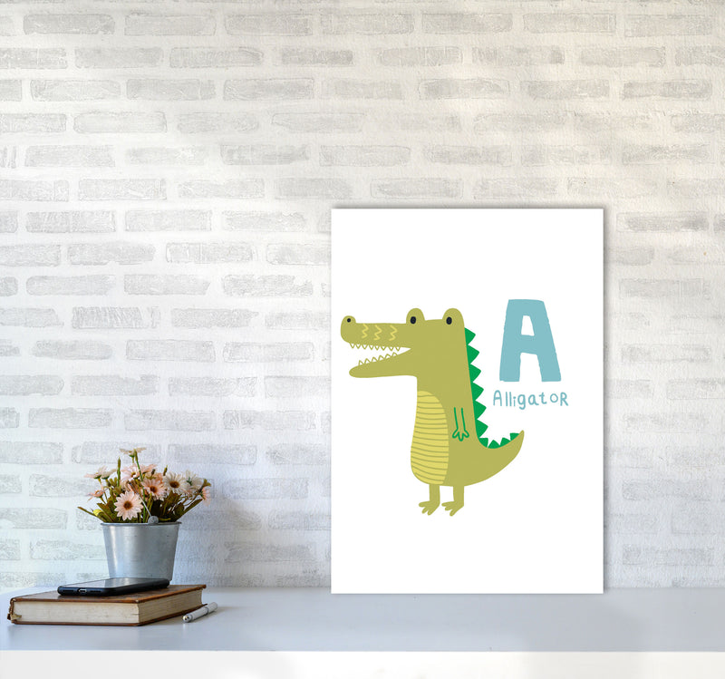Alphabet Animals, A Is For Alligator Framed Nursey Wall Art Print A2 Black Frame