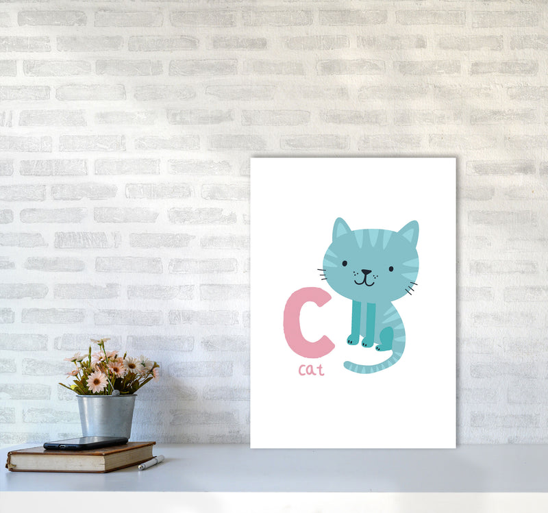 Alphabet Animals, C Is For Cat Framed Nursey Wall Art Print A2 Black Frame