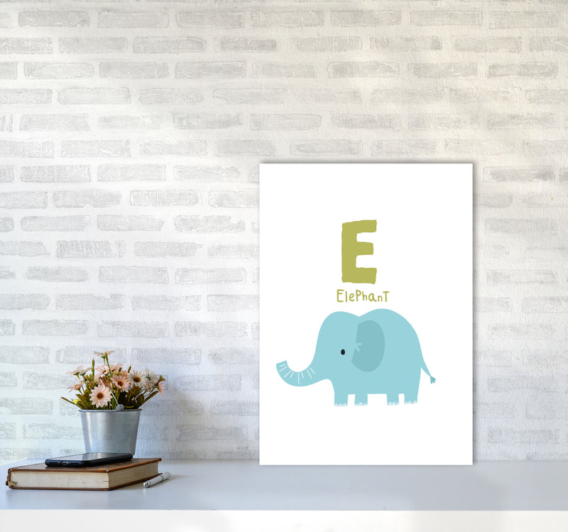 Alphabet Animals, E Is For Elephant Framed Nursey Wall Art Print A2 Black Frame