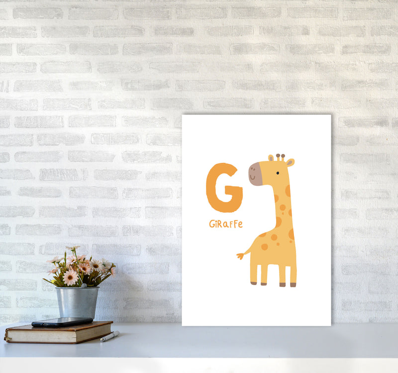 Alphabet Animals, G Is For Giraffe Framed Nursey Wall Art Print A2 Black Frame