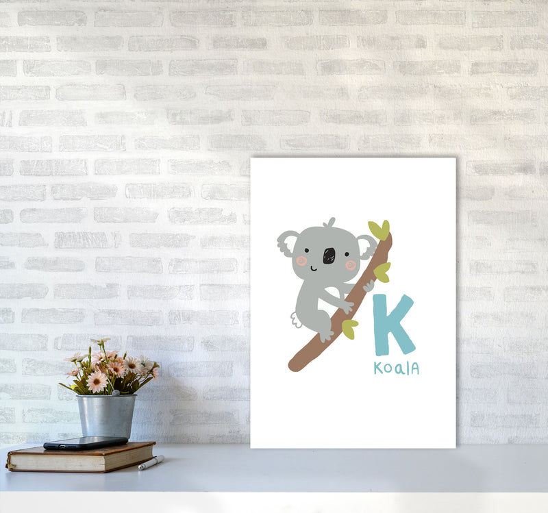 Alphabet Animals, K Is For Koala Framed Nursey Wall Art Print A2 Black Frame