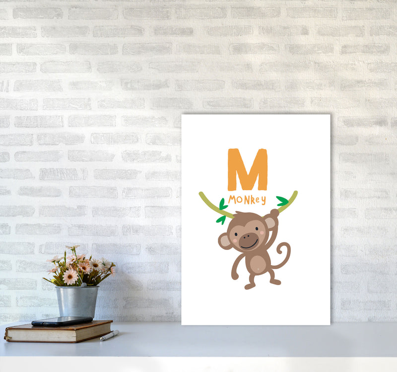Alphabet Animals, M Is For Monkey Framed Nursey Wall Art Print A2 Black Frame
