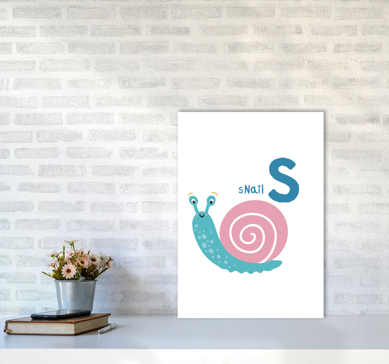 Alphabet Animals, S Is For Snail Framed Nursey Wall Art Print A2 Black Frame
