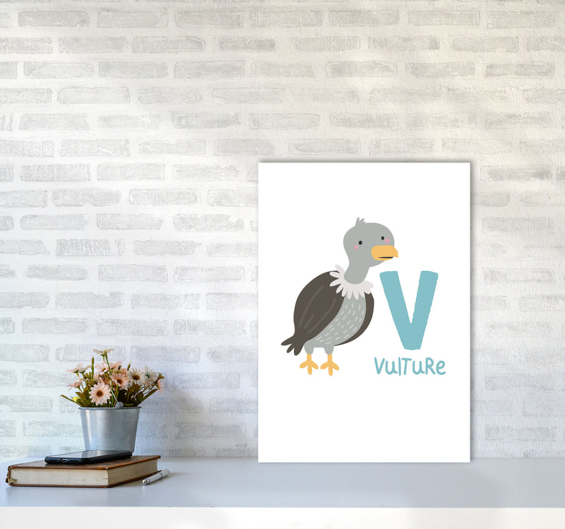 Alphabet Animals, V Is For Vulture Framed Nursey Wall Art Print A2 Black Frame