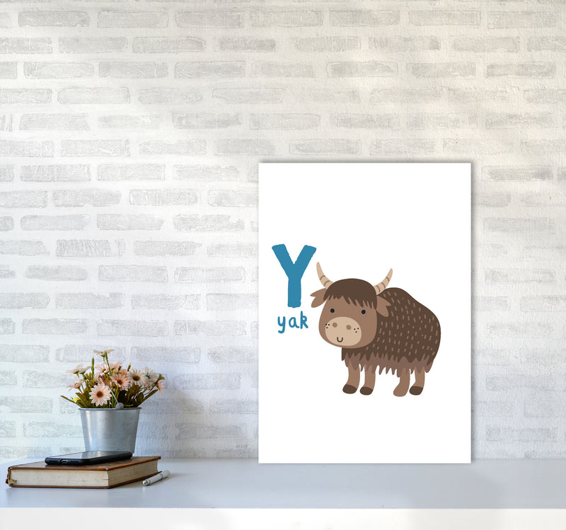 Alphabet Animals, Y Is For Yak Framed Nursey Wall Art Print A2 Black Frame