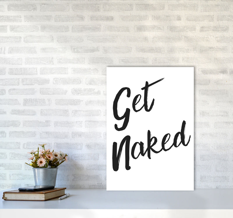 Get Naked 2, Bathroom Modern Print, Framed Bathroom Wall Art A2 Black Frame