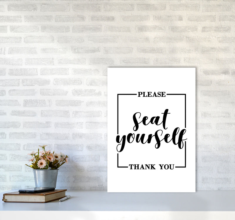 Seat Yourself, Bathroom Modern Print, Framed Bathroom Wall Art A2 Black Frame