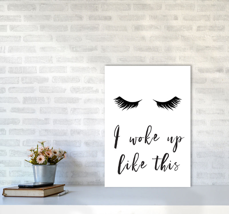 I Woke Up Like This Lashes Framed Typography Wall Art Print A2 Black Frame