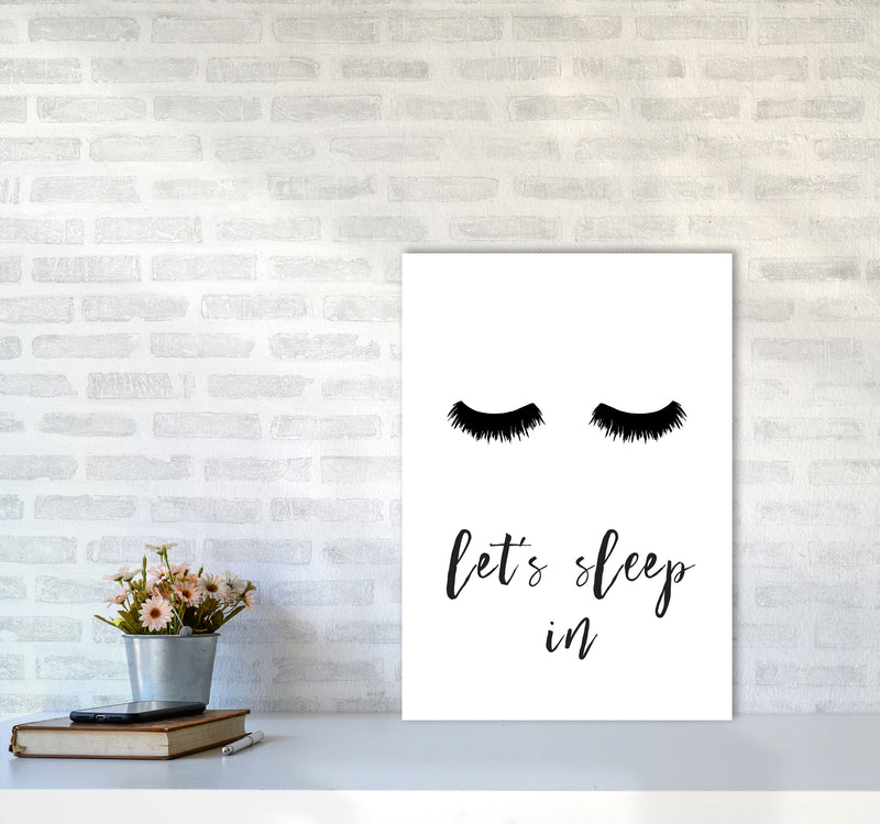 Lets Sleep In Lashes Framed Typography Wall Art Print A2 Black Frame