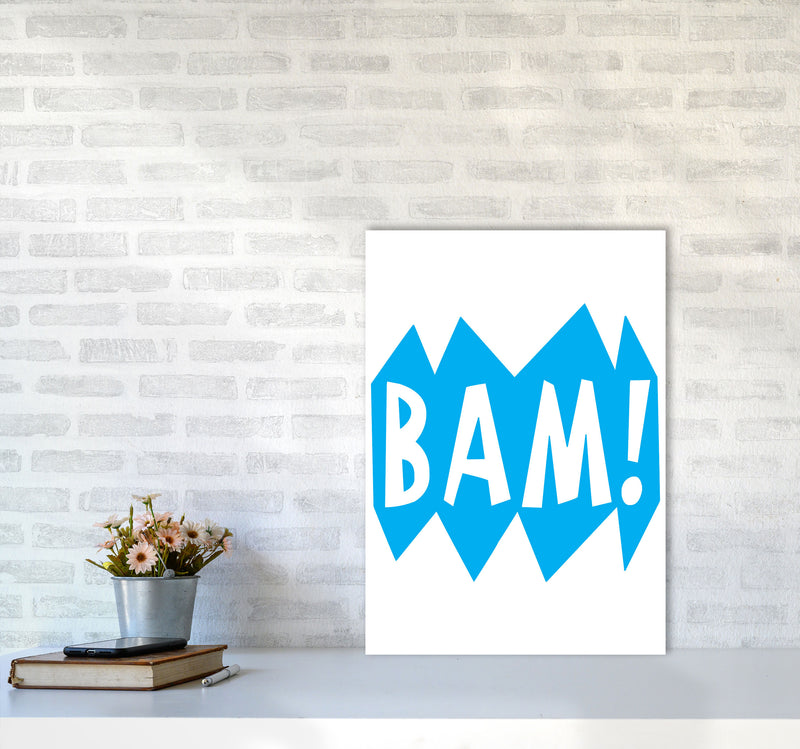 BAM! Blue Framed Nursey Wall Art Print A2 Black Frame