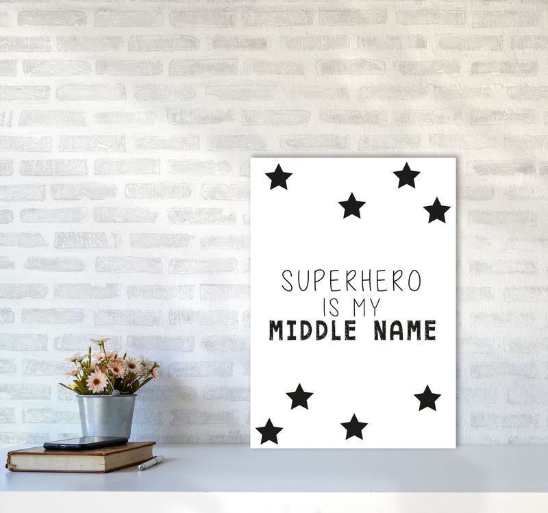 Superhero Is My Middle Name Framed Nursey Wall Art Print A2 Black Frame