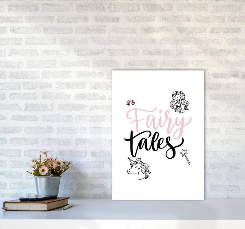 Fairy Tales Black And Pink Framed Nursey Wall Art Print A2 Black Frame