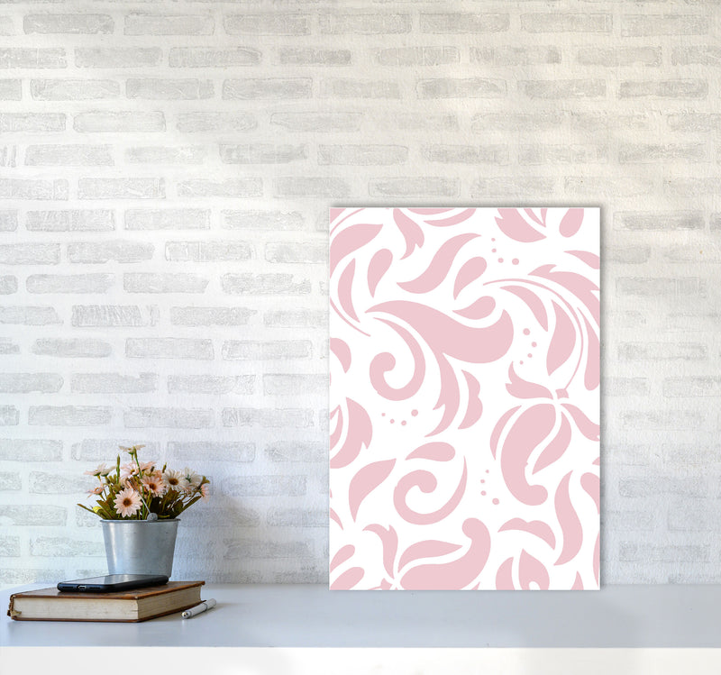 Pink Floral Pattern Modern Print A2 Black Frame