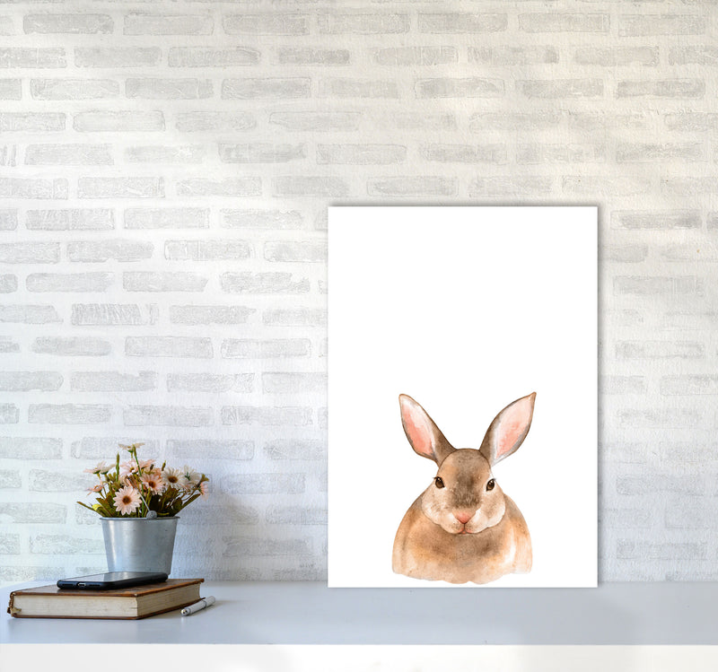 Forest Friends, Cute Bunny Modern Print Animal Art Print A2 Black Frame