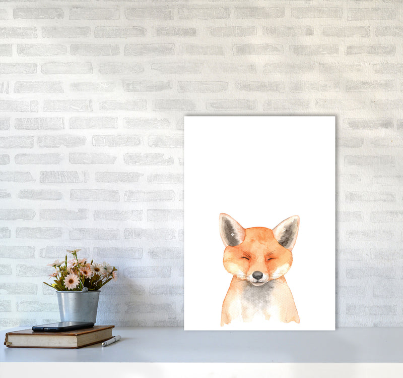Forest Friends, Cute Fox Modern Print Animal Art Print A2 Black Frame