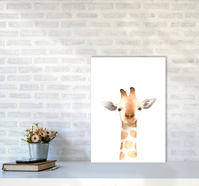 Forest Friends, Cute Giraffe Modern Print Animal Art Print A2 Black Frame