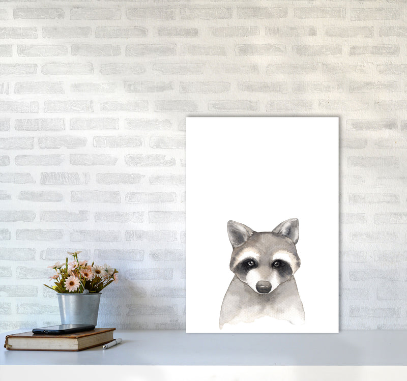 Forest Friends, Cute Raccoon Modern Print Animal Art Print A2 Black Frame