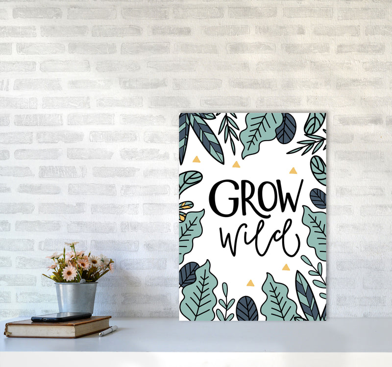 Grow Wild Floral Modern Print, Framed Kitchen Wall Art A2 Black Frame