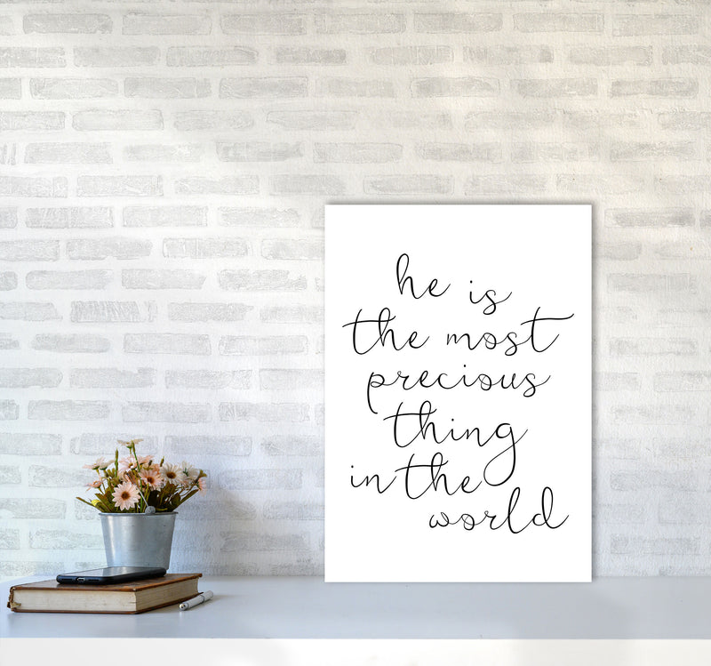 He Is The Most Precious Thing In The World Black Typography Wall Art Print A2 Black Frame