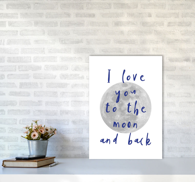 I Love You To The Moon And Back Navy Framed Typography Wall Art Print A2 Black Frame