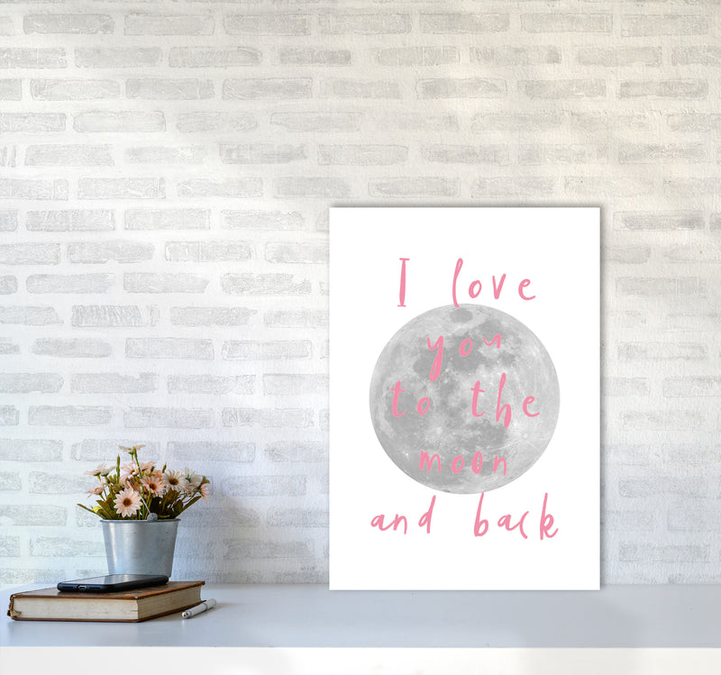 I Love You To The Moon And Back Pink Framed Typography Wall Art Print A2 Black Frame