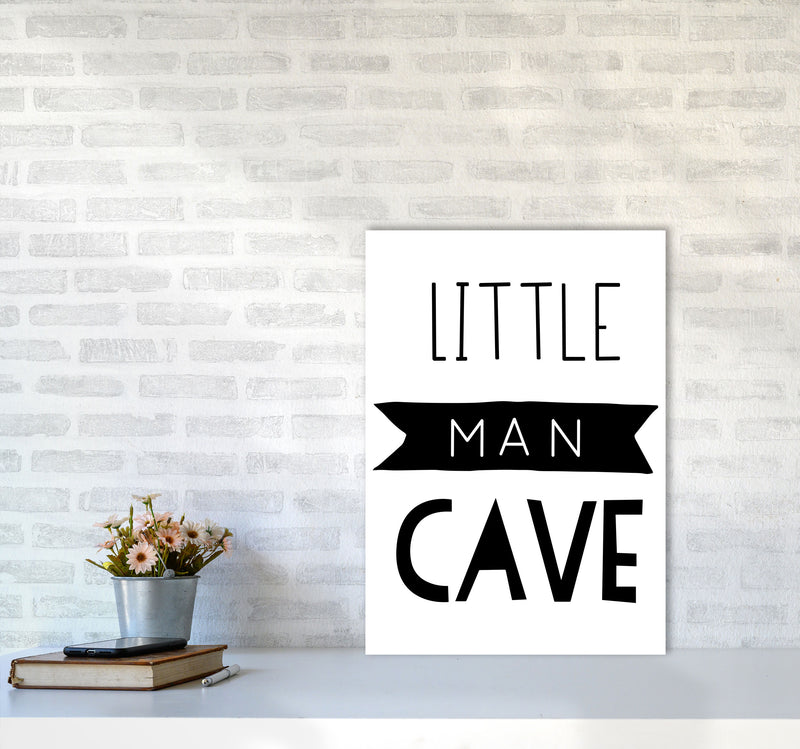 Little Man Cave Black Banner Framed Nursey Wall Art Print A2 Black Frame