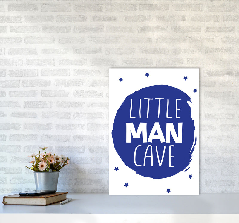 Little Man Cave Navy Circle Framed Nursey Wall Art Print A2 Black Frame