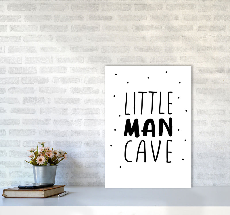 Little Man Cave Black Dots Framed Nursey Wall Art Print A2 Black Frame