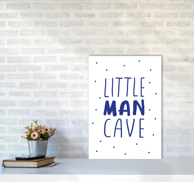 Little Man Cave Navy Dots Framed Nursey Wall Art Print A2 Black Frame