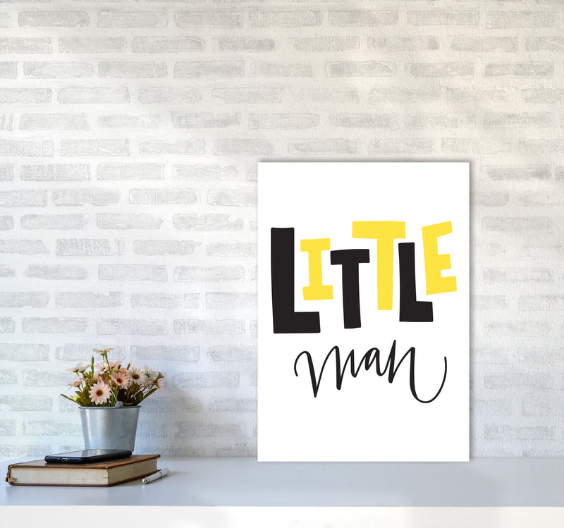 Little Man Yellow And Black Framed Nursey Wall Art Print A2 Black Frame