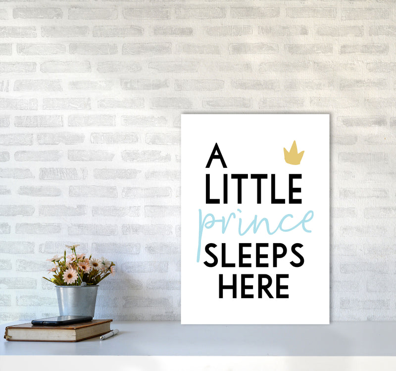 A Little Prince Sleeps Here Framed Nursey Wall Art Print A2 Black Frame