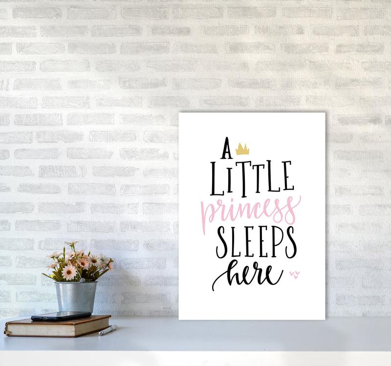 A Little Princess Sleeps Here Framed Nursey Wall Art Print A2 Black Frame