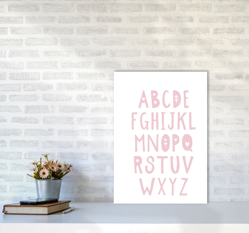 Baby Pink Alphabet Framed Nursey Wall Art Print A2 Black Frame