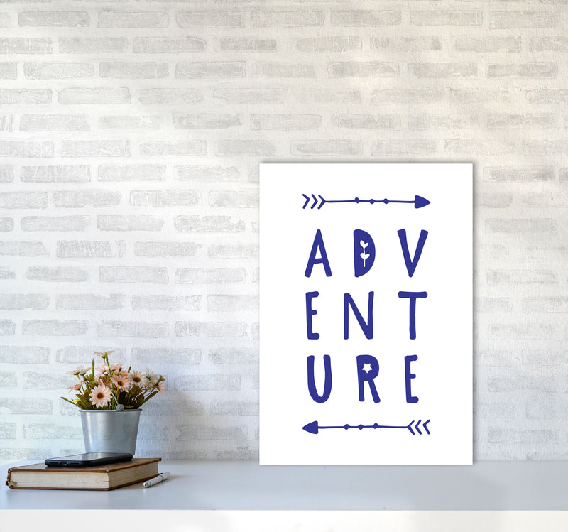 Adventure Navy Framed Typography Wall Art Print A2 Black Frame