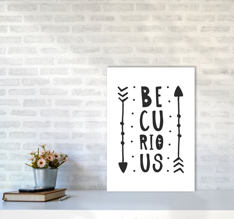 Be Curious Black Framed Typography Wall Art Print A2 Black Frame
