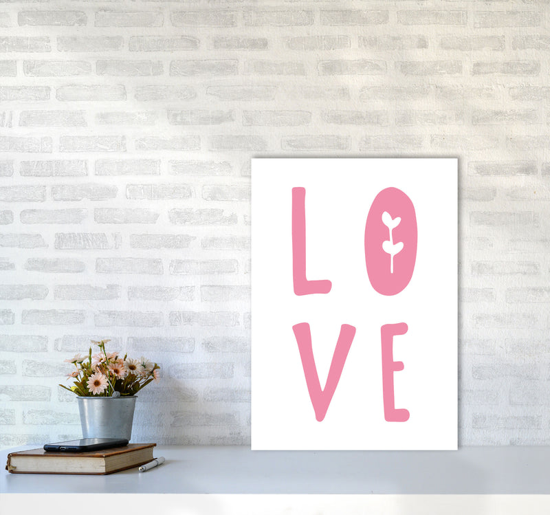 Love Pink Framed Typography Wall Art Print A2 Black Frame