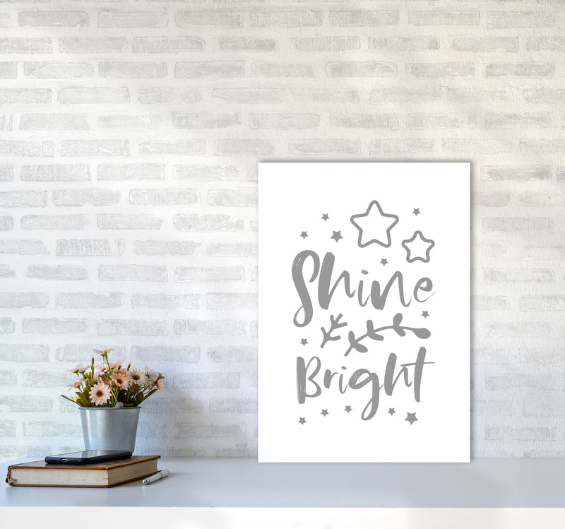 Shine Bright Grey Framed Nursey Wall Art Print A2 Black Frame