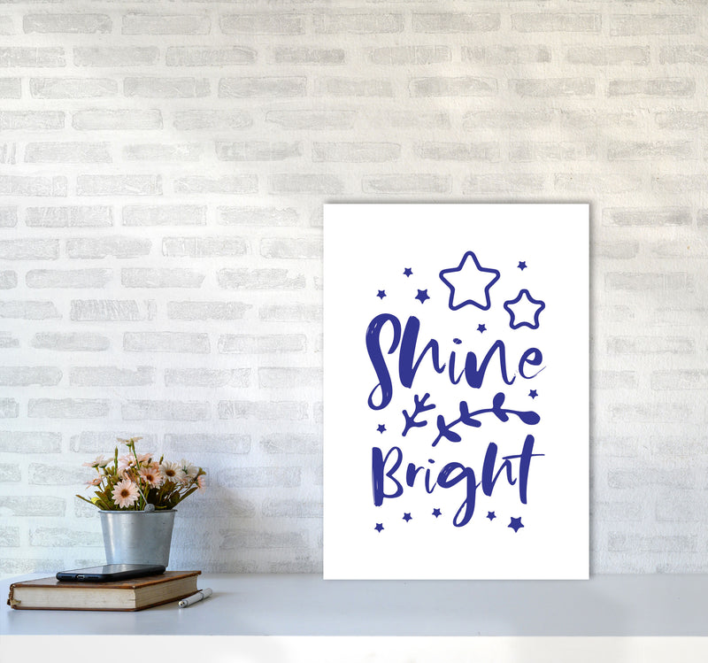 Shine Bright Navy Framed Nursey Wall Art Print A2 Black Frame
