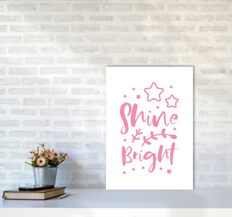 Shine Bright Pink Framed Nursey Wall Art Print A2 Black Frame