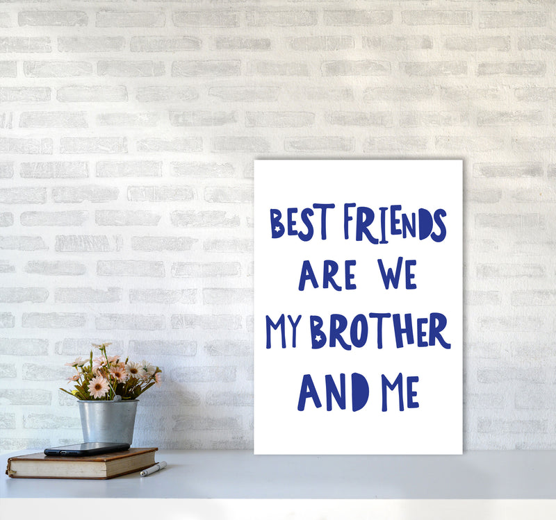 Brother Best Friends Navy Framed Nursey Wall Art Print A2 Black Frame