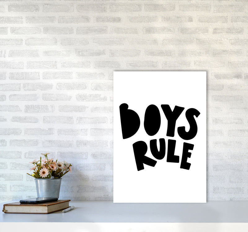 Boys Rule Black Framed Nursey Wall Art Print A2 Black Frame
